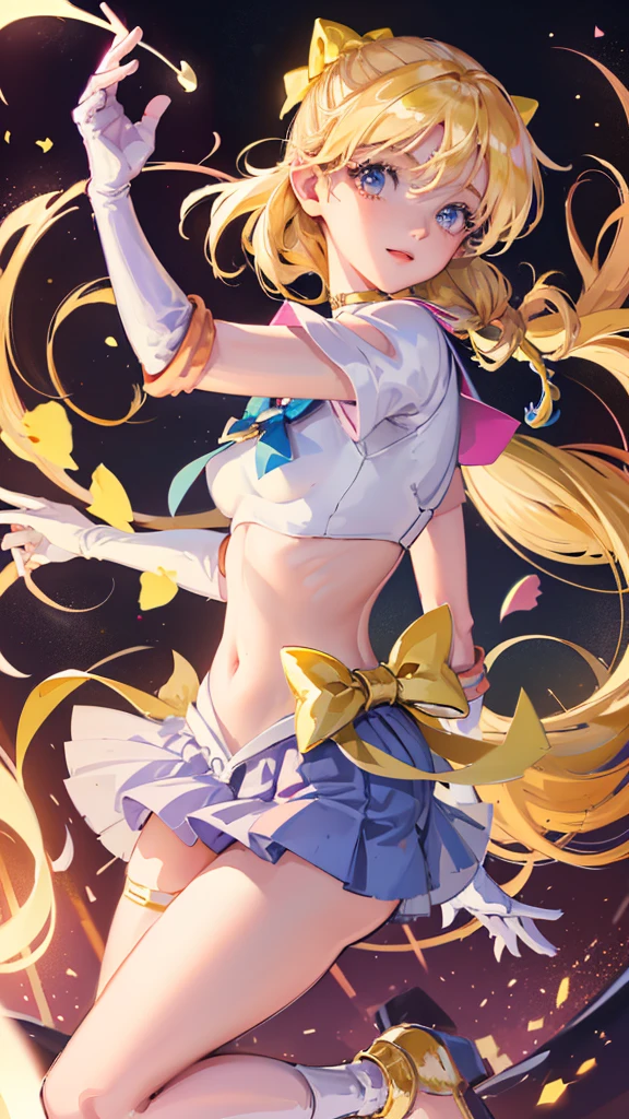 High resolution, A face with attention to detail, Venus 1, 1 Girl, alone, Sailor Warrior Uniforms, Sailor Venus, aino minako, Blonde, Magical girl, blue eyes, Orange Skirt, Elbow-length gloves, tiara, Pleated skirt, Hair ribbons, Orange Sailor Necklace, mini skirt, choker, Red Bow, orange choker, White gloves, Very long hair, jewelry, Earrings, Show me her perfect beautiful ass, Small white thong ass, Very sexy nice ass, 超High resolution, Movie angle, Professional Lighting, Highest quality, masterpiece, Side Lighting, sharp, Perfect focus, Bokeh, photoRealistic, (Beautiful, detailed eyes: 1.3), Realistic, (3D Face:1.1), (Shiny skin:1.5), (超High resolution intricate face details), (Facial skin pores:1.3), 超High resolution cloth texture, 8k eye detail
