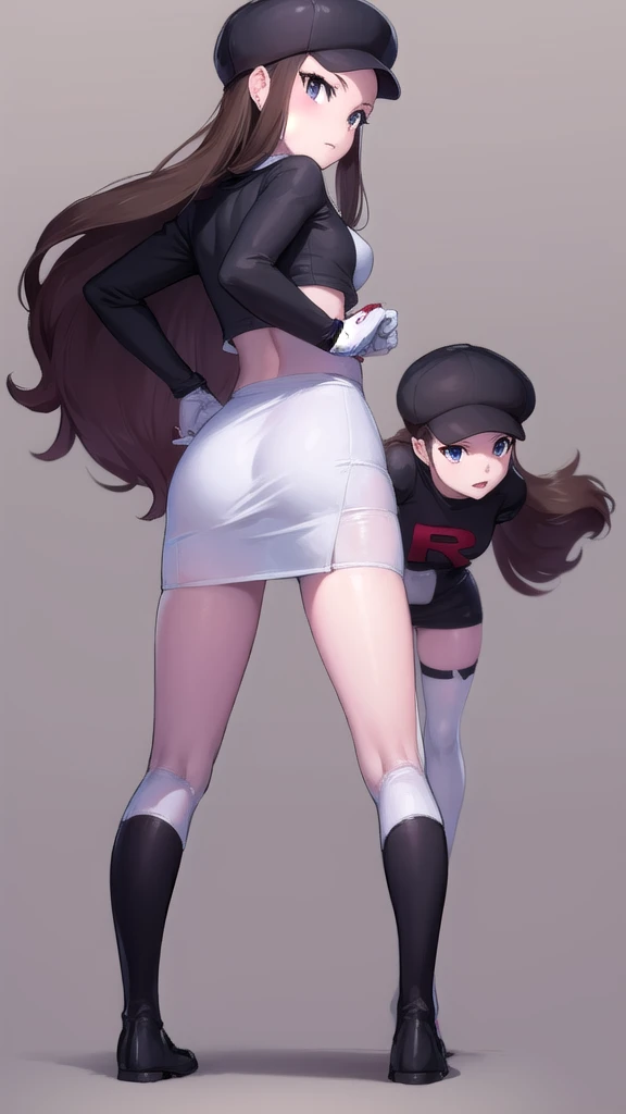 solo, 1girl, best quality, masterpiece, rosa\(pokemon\) ,, medium_breasts, wallwalking, bending over, taking it from behind, penetration, anal, filling her up