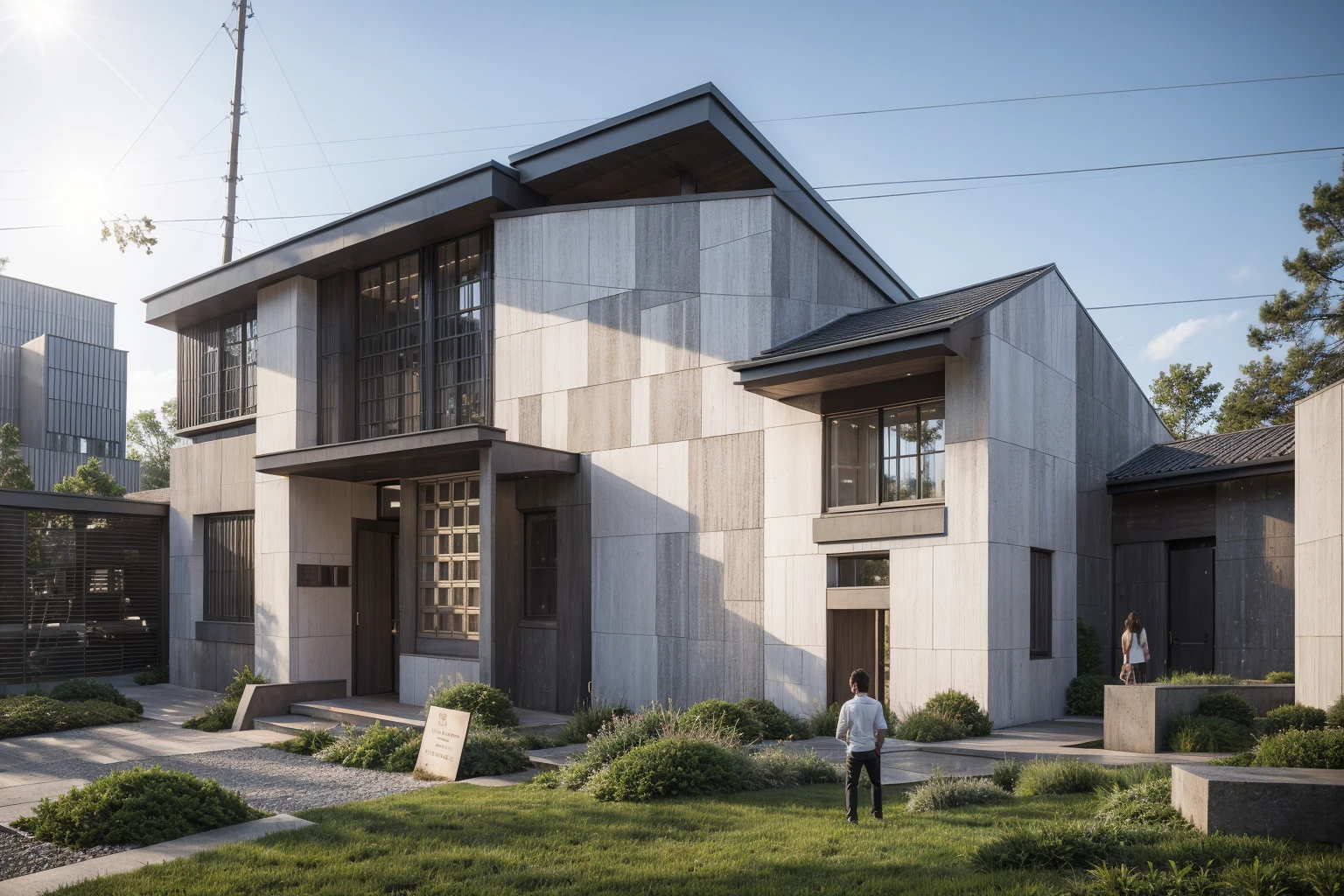 RAW photo, Exterior of house, garden, zutuan,yuanlin, flower, Early morning, nohumans, scenery, tree, field, plant, bushhydrangea, scenery, flower field, naturepath, daisy, day, road, purple flower, highcontrast, (road:1.3), (sidewalk:1.3), (sidewalk trees:1.3), (residences area:1.4), day time, clear sky, sunny, tropical trees and plants, (high detailed:1.2), 8k uhd, dslr, soft lighting, high quality, film grain, Fujifilm XT3, (sharpen:1.5)