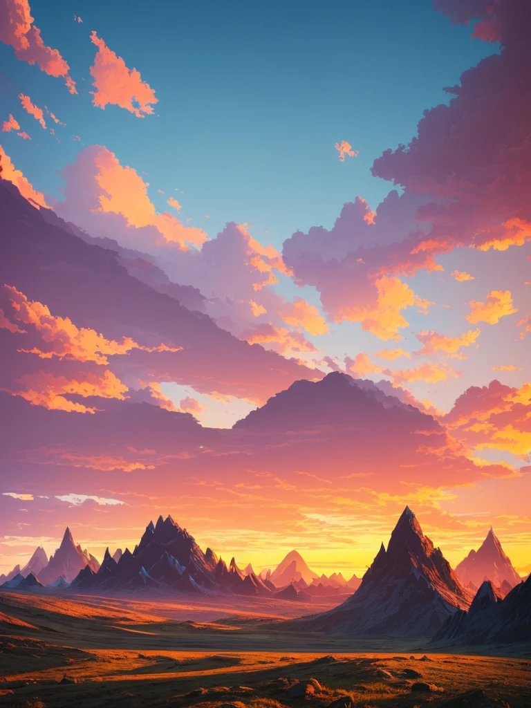 a sunset view of mountains and trees in the distance, inspired by Mike Winkelmann, by Christopher Balaskas, by Justin Gerard, by Mike Winkelmann, by Andrei Kolkoutine, beeple and mike winkelmann, realism | beeple, mountainscape, mountain sunrise, by miles johnston, art contest winner on behance
