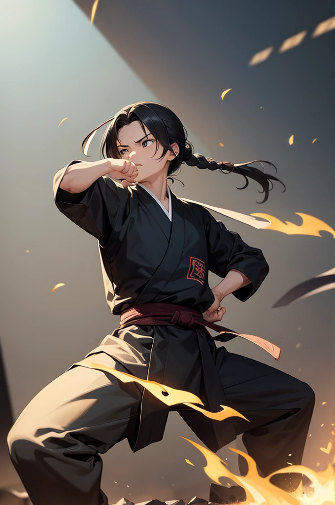 battoujutsu stance, weapon, (school uniform)