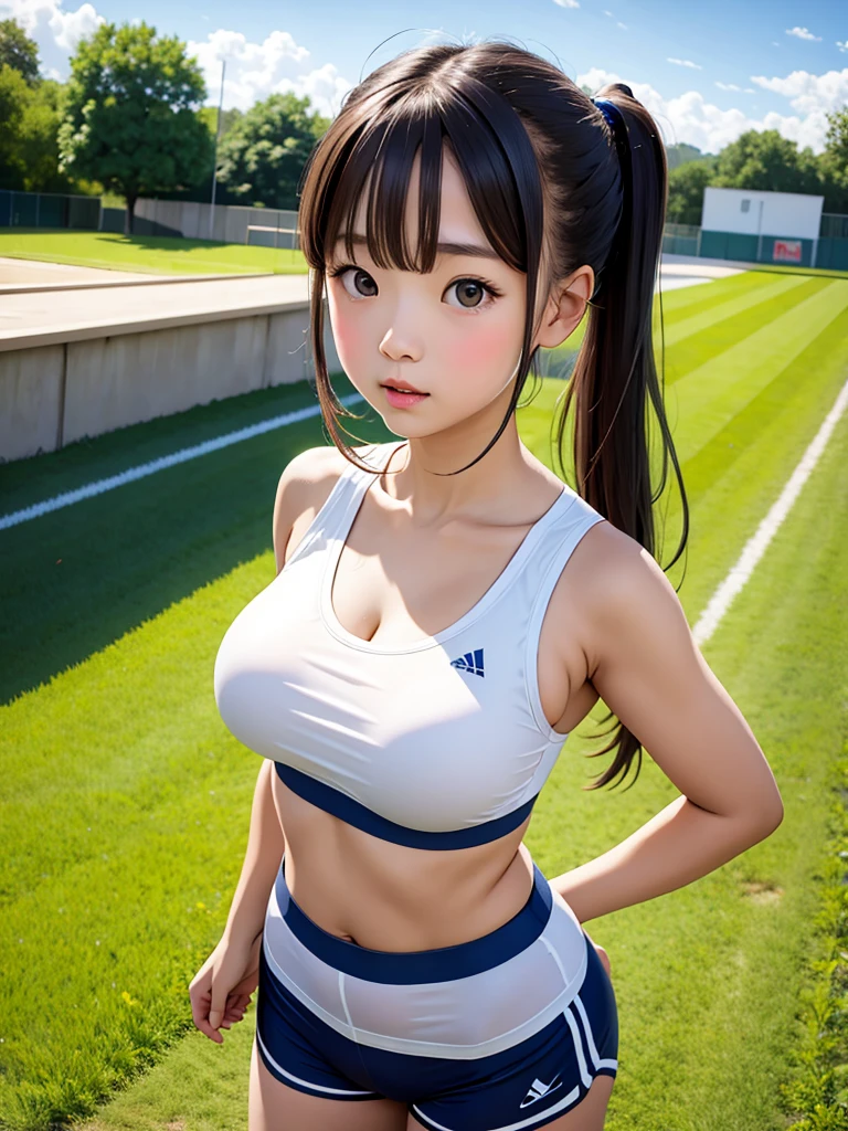 (masterpiece, Highest quality:1.2), One girl, alone,Big Breasts,(change),sports bra,((li)),((cute))