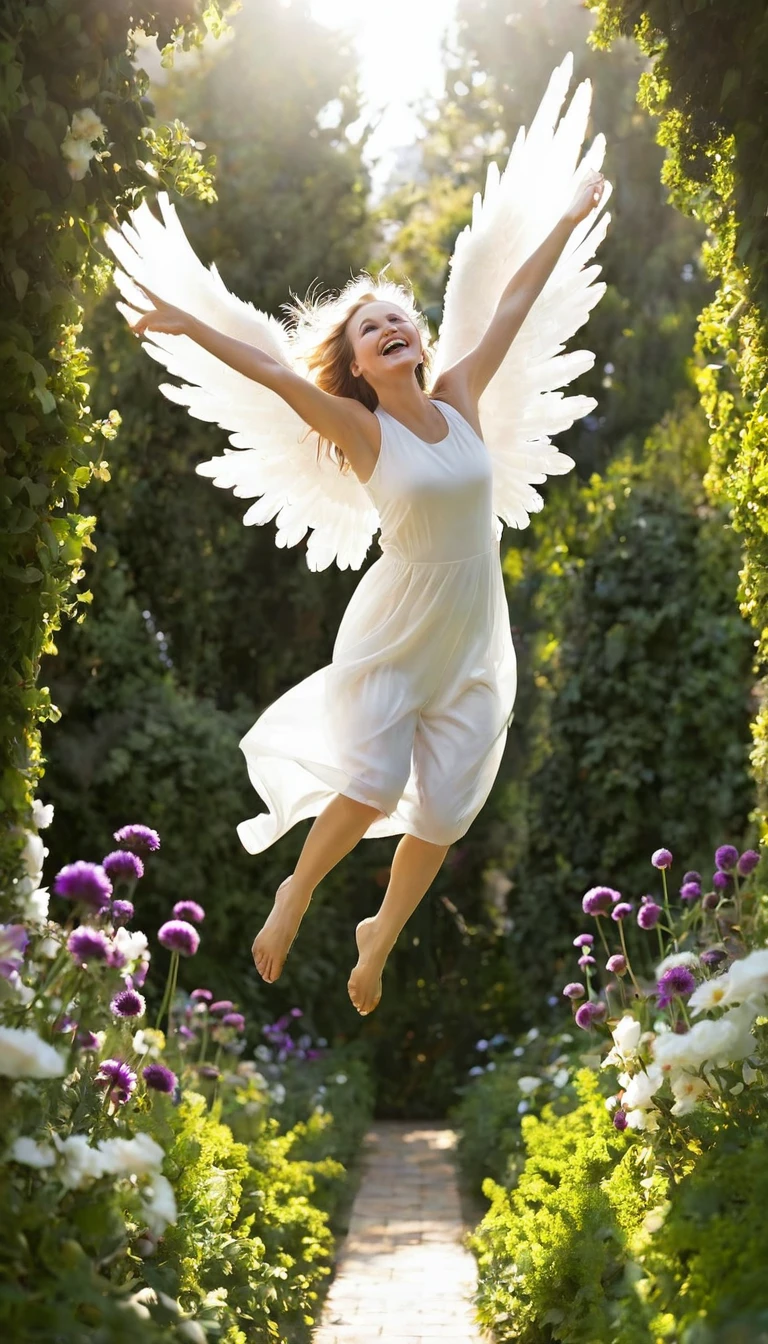 Angel Art, Everyone jumps, Smile, joy, Heaven, like, Garden, happiness, Light, let