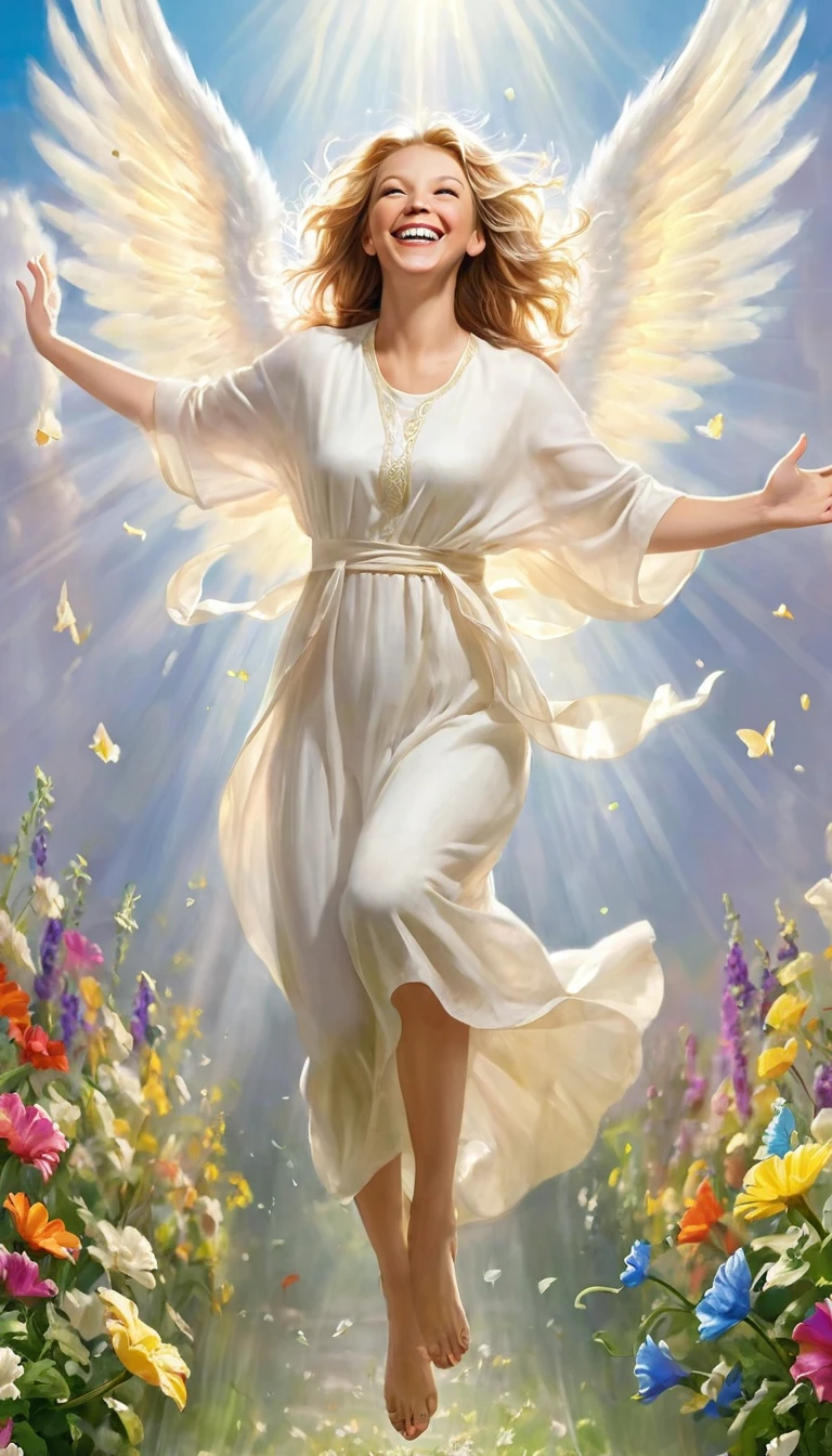 Angel Art, Everyone jumps, Smile, joy, Heaven, like, Garden, happiness, Light, let