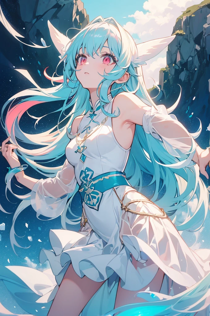  (masterpiece:1.3), (best quality:1.1), (8k, ultra detailed, ultra high res:1.2), ((anime style)), (perfect 5 fingers:1.1), perfect ???????, 
BREAK 1girl, (Gazing Skyward, Looking Up:1.2), 
BREAK long hair, 
(((((opalescent hair))))), 
red eyes, 
upper body, 
outdoor, sky, star, 