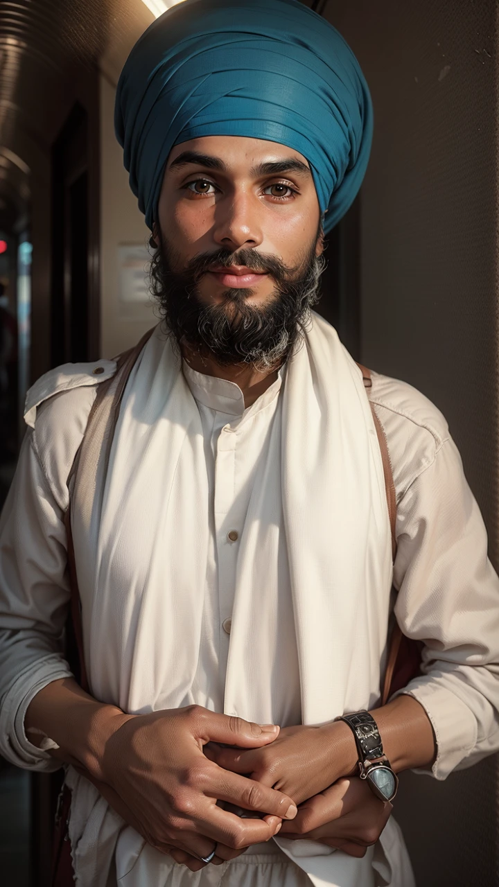 Change backgrounds in metro station and cute sikh boy