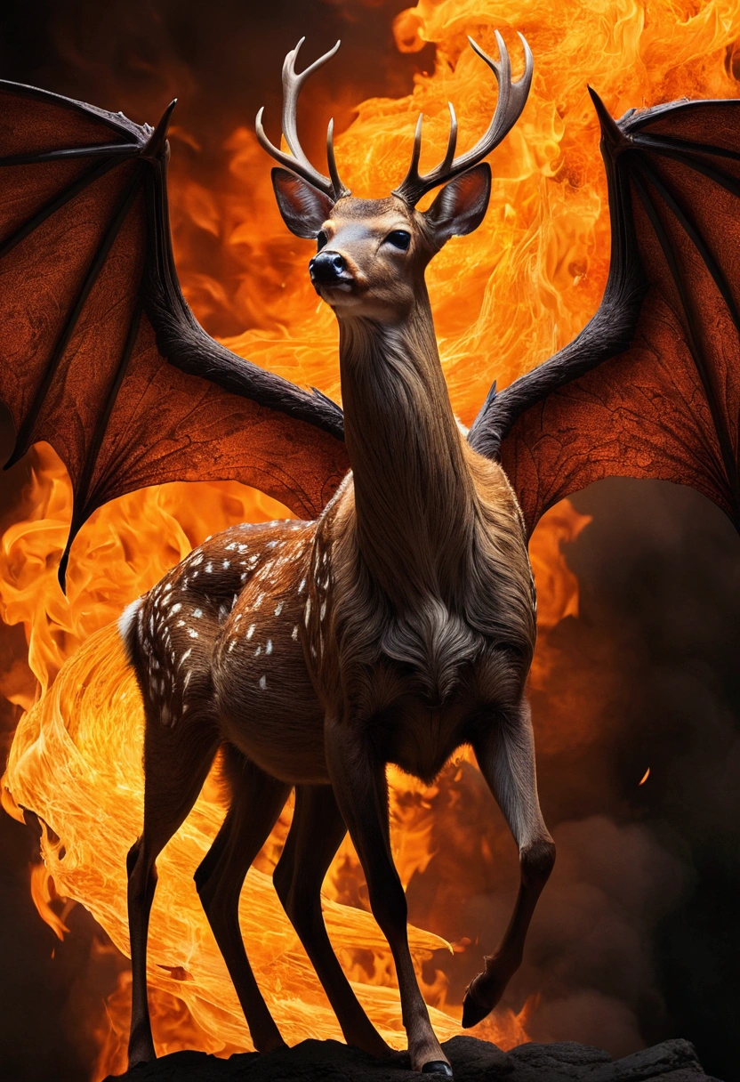 ((deer)), ((hell)), (Bat Wing), (Burning tail)、Human hand