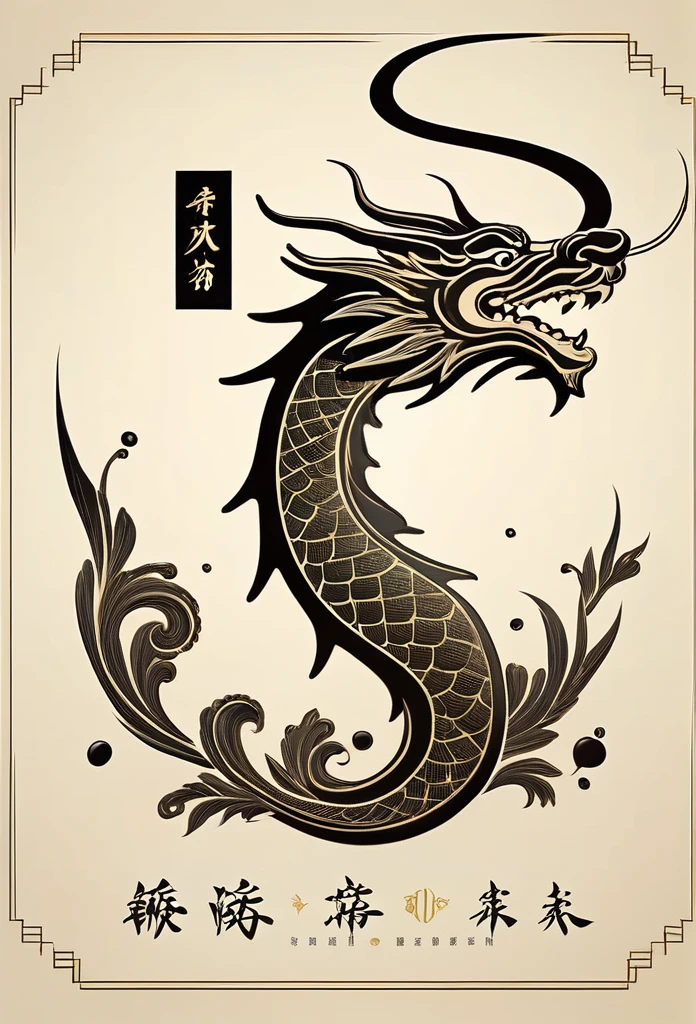 Luxury Japanese restaurant logo
A black dragon swirling and painted with a brush
White and black only
Pretty cool
chic and modern design
White background