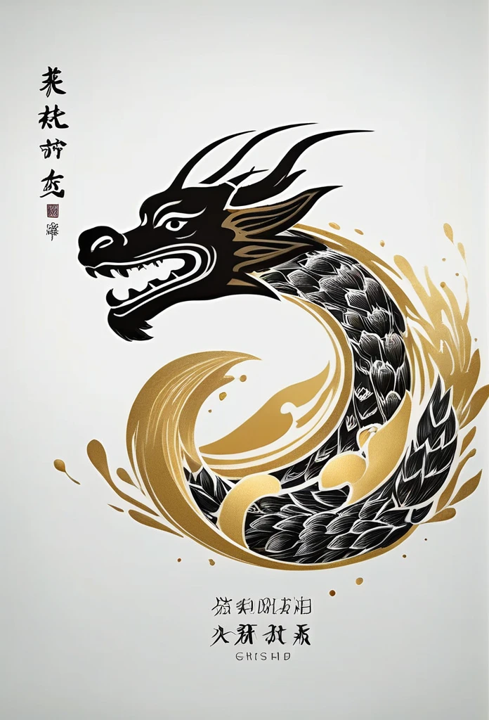 Luxury Japanese restaurant logo
A black dragon swirling and painted with a brush
White and black only
Pretty cool
chic and modern design
White background