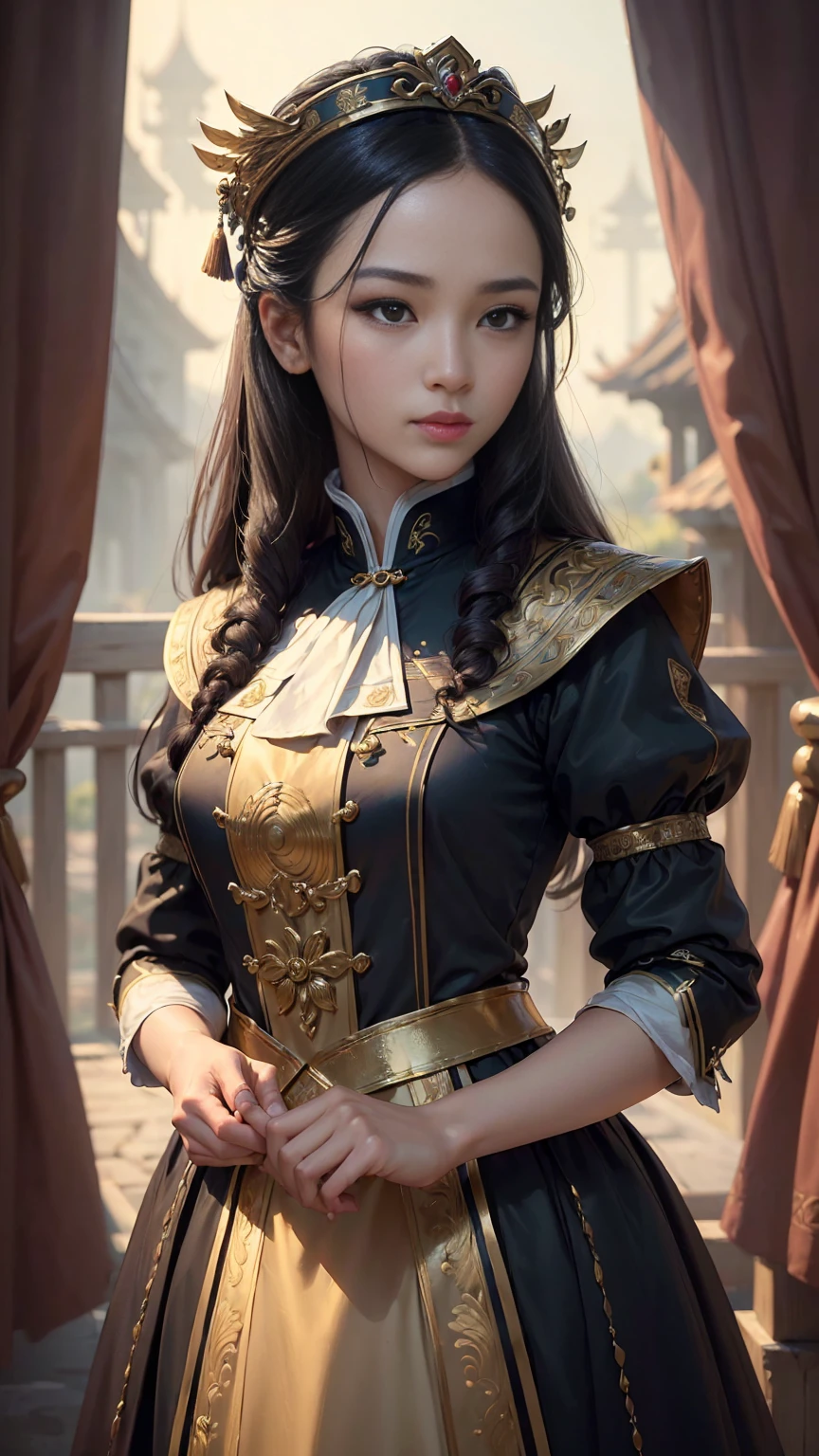 ((Top quality, 16K, masterpiece: 1.3)), Extremely detailed face, Highly detailed lips, Delicate eyes, Double eyelids),Taiping Rebellion,A woman,Bird's-eye view,Beautiful,Female hormones,Charm display