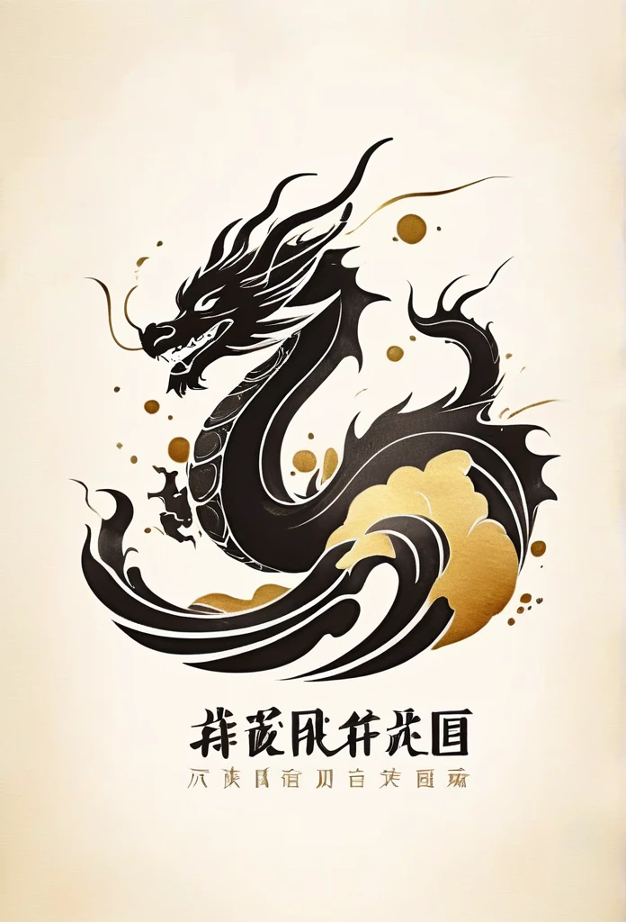 Luxury Japanese restaurant logo
watercolor style
A black dragon swirling and painted with a brush
White and black only
Pretty cool
chic and modern design
White background