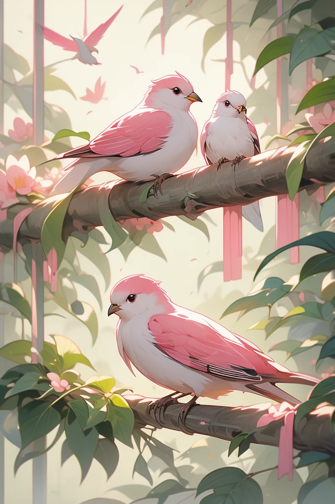 painting of a bird with a pink breast sitting on a branch, by David Park, by Nancy Spero, painted in acrylic, by Lin Liang, by Ma Lin, by Mary Elizabeth Groom, by Mary Byfield, oil painted, by Elizabeth MacNicol, by Chen Lin, by Mary Anne Ansley, by Nancy Stahl, inspired by Paul Bird