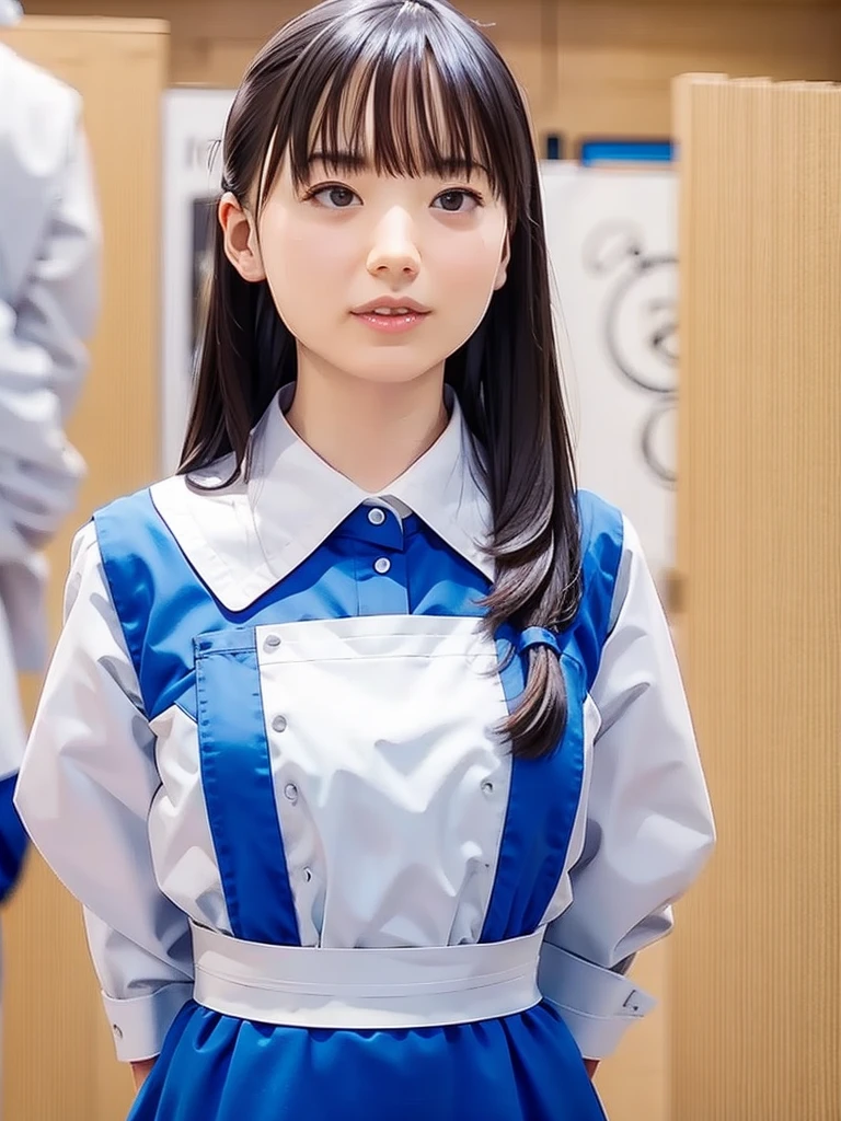 slender girl, (make up:1.1), (meido:1.2), small breasts, at school room, (upper body shot:1.1), cowboy shot
