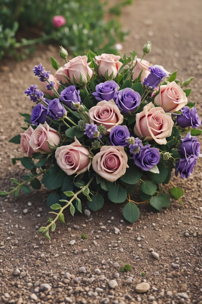 Lavender flowers and rose flowers, strawberries