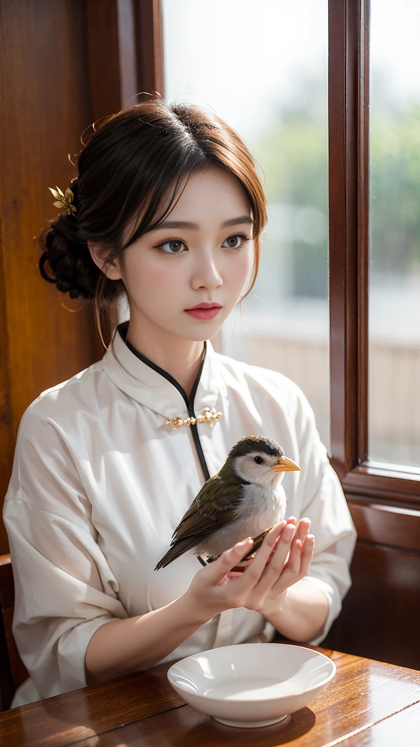 Top quality China,16K,masterpiece:1.3。A woman,Bird's-eye view photo,Beautiful,Female hormones,Feminine charm display,Tube Top,Suspender dress,full-body shot,Enchanting figure,Tyndall effect,In the lush jungle,Long legs,detail,Realistic Anime,Beautiful wallpaper