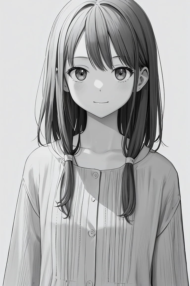 masterpiece,, One Girl, alone, short, White Background, Monochrome, Line art, ((sketch))、Look forward、Wearing a high school girl&#39;s uniform、smile、Bob hair with arms crossed、Winking