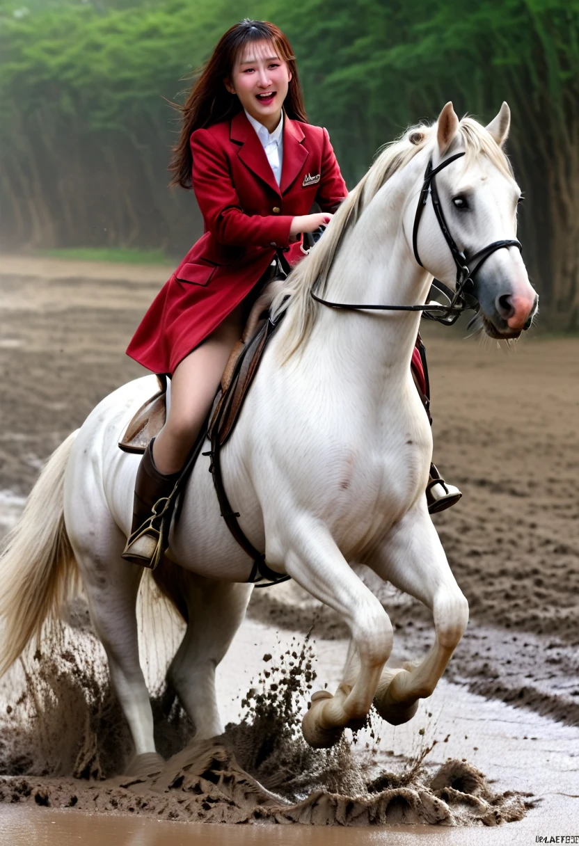 under the muddy pitfall,neighing horse,(((masterpiece))),(((Highest quality))),((Tabletop:1.4, Highest quality)), (Realな写真:1.4), red coat,get caught in a net,serious,wearing manteau,cute,
((1 muddy girl knight)),rodeo,Desperate,Don't make eye contact,round face,Surprised face,panish,tragedy,Red Cape,
(超High resolution:1.2), wonderful, Very detailed CG Unity 8k wallpaper, Very detailed, High resolution,draft horse ridden by japanese cute girl is in heart,tight,muddy place,Beauty,The horse neighs,鎧を着たtragedyの女騎士,Sink,In the mud,Plump,
Cold Light, Beautiful detailed girl, Droopy eyes,Very detailedな目と顔, Beautiful and exquisite nose, Beautiful and exquisite, prancing draft horse ridden by a girl can't move because horse and girl soak in the sticky muddy deep pitfall:10.0 , horse falls down ,looks pained ,Surprised face:2.0,Real,Anatomically correct