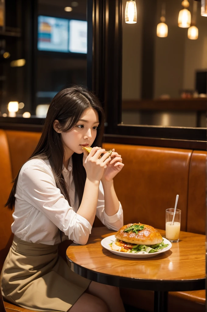  gourmet in restaurant sitting alone Eating delicious food
