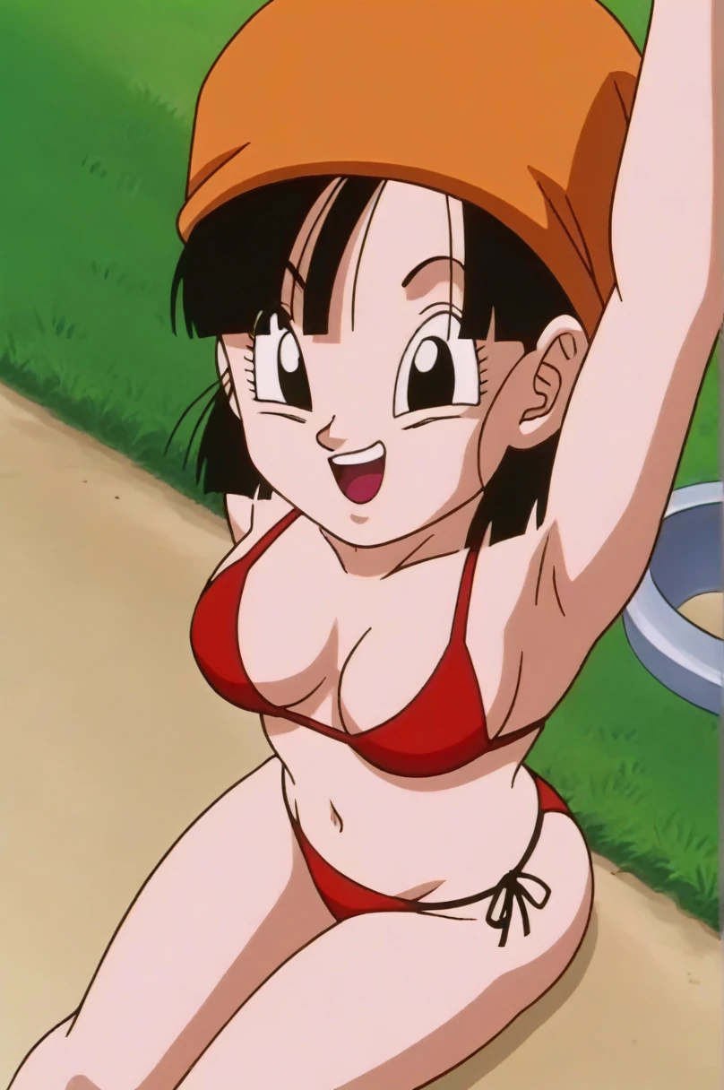 fountain_cheered up, score_9, score_8_above, score_7_above, cheered up screencap,8k, absurd resolution,
Pan \(Dragon Ball\), 1 girl, Alone, SMILE, Open mouth, hits, happy, Grass, black fur, Field, clavicle, aboveper body, :d, teeth, blunt hits, outdoor, black eyes, arm above, eyelashes, aboveper teeth only, happy, in front of the viewer, close-above, retro artStyle, , 1990s \(Style\), language, arched eyebrows, arms above, short hair, showing buttocks, nude, 2nalgas, perfect anatomy, medium breasts, medium rear, big sexy ass, hips, detailed vagina