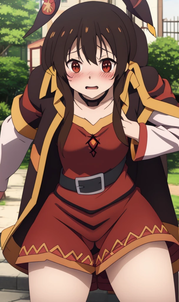 Megumin, blushing, Visible pussy 