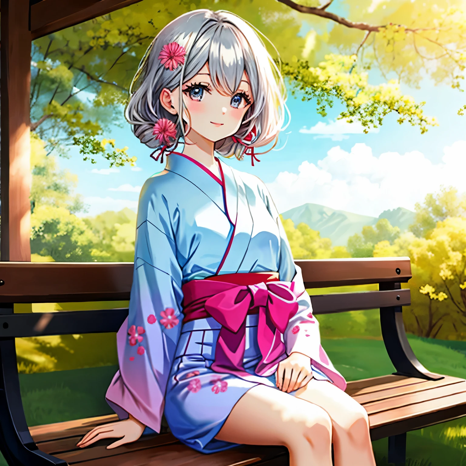 ・SEAART用AIプロンプト
BREAK
Illustration Enhancement: (masterpiece, best quality), (ultra-detailed), super high resolution, (Top Quality photorealistic Illustration), (Super Definition), (cute illustration:1.3), (high Saturation:1.2), detailed beautiful face and eyes, (an extremely delicate and beautiful), (nice hands, perfect hands), (appropriate posture), (appropriate configuration), ideal ratio body proportions
BREAK
Theme: Blessing for these unfortunate chests - Flat Chest × Yukata
BREAK
Number of Characters: One stylish and glamorous woman, 23 years old (ultra-ultimate beautiful)
BREAK
Face Details: Large eyes, delicate eyelashes, gentle smile
BREAK
Movement Details: Walking lightly
BREAK
Emotion and Expression: Calm and happy expression
BREAK
Viewpoint: Front view
BREAK
Composition: Character placed in the center, background spreading out
BREAK
Background Details: Park bench with greenery, indicative of sunset/sunrise lighting. The background includes trees and foliage, with warm sunlight filtering through, creating a serene and peaceful atmosphere. The bench is wooden with metal armrests, typical of public parks.
BREAK
Outfit Details: 
- Gold and Light Blue: A gold obi and light blue yukata give a glamorous and refreshing impression. Accessories in silver balance the overall look.
- Deep Red and Pink: A deep red yukata with a pink obi creates an elegant and feminine atmosphere. Adding wine red accessories deepens the look.
- Green and Yellow: A green yukata with a yellow obi gives a bright and cheerful impression. Accessories in light purple add a colorful and fun coordination.
- Dark Brown and Silver: A dark brown yukata with a silver obi gives a chic and calm impression. Adding gold accessories enhances the elegance.
BREAK
Body Type: Slim waist, (((Small breasts)))
BREAK
Hairstyle and Color: Long straight black hair
BREAK
Possessions: Fan
BREAK
Light and Shadow: Soft sunlight from sunset/sunrise hitting the character
BREAK
Color Scheme: Gold, blue, green, light b