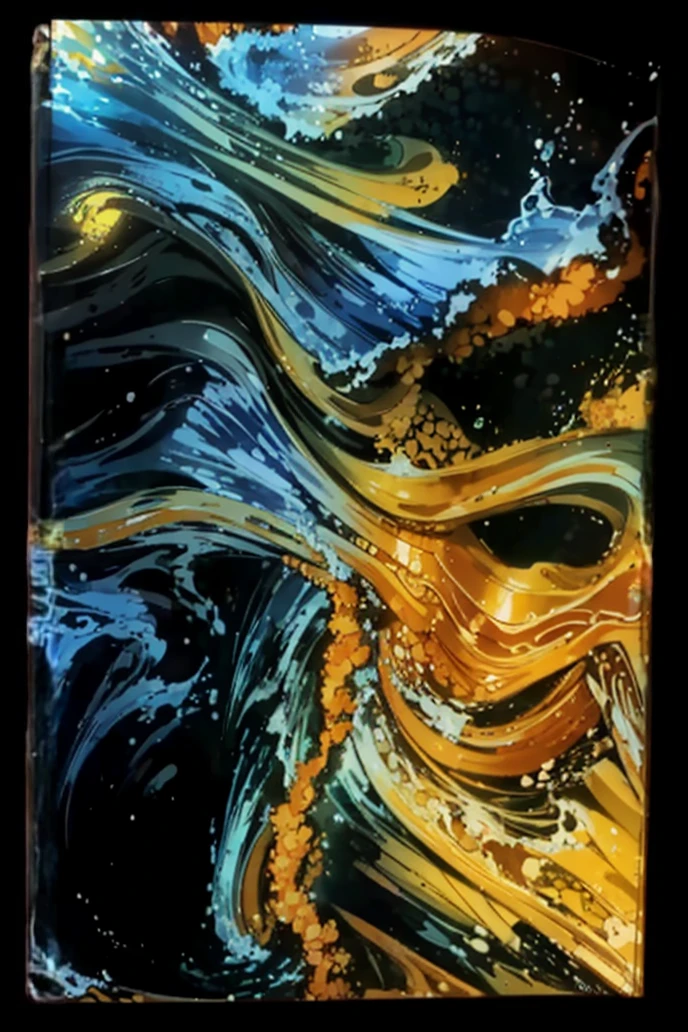 The picture is a martial arts animation style scenery。Coastal reef scenery，The waves are surging and bright，terrain changes，The colors are distinct and blended，Clear changes in light and shadow，Silky smooth and delicate watercolor painting