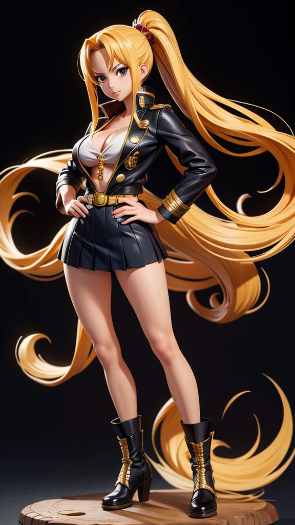 Yamato character from one piece manga, high details, pretty face, beauty face, full body, cool pose, dark background.
