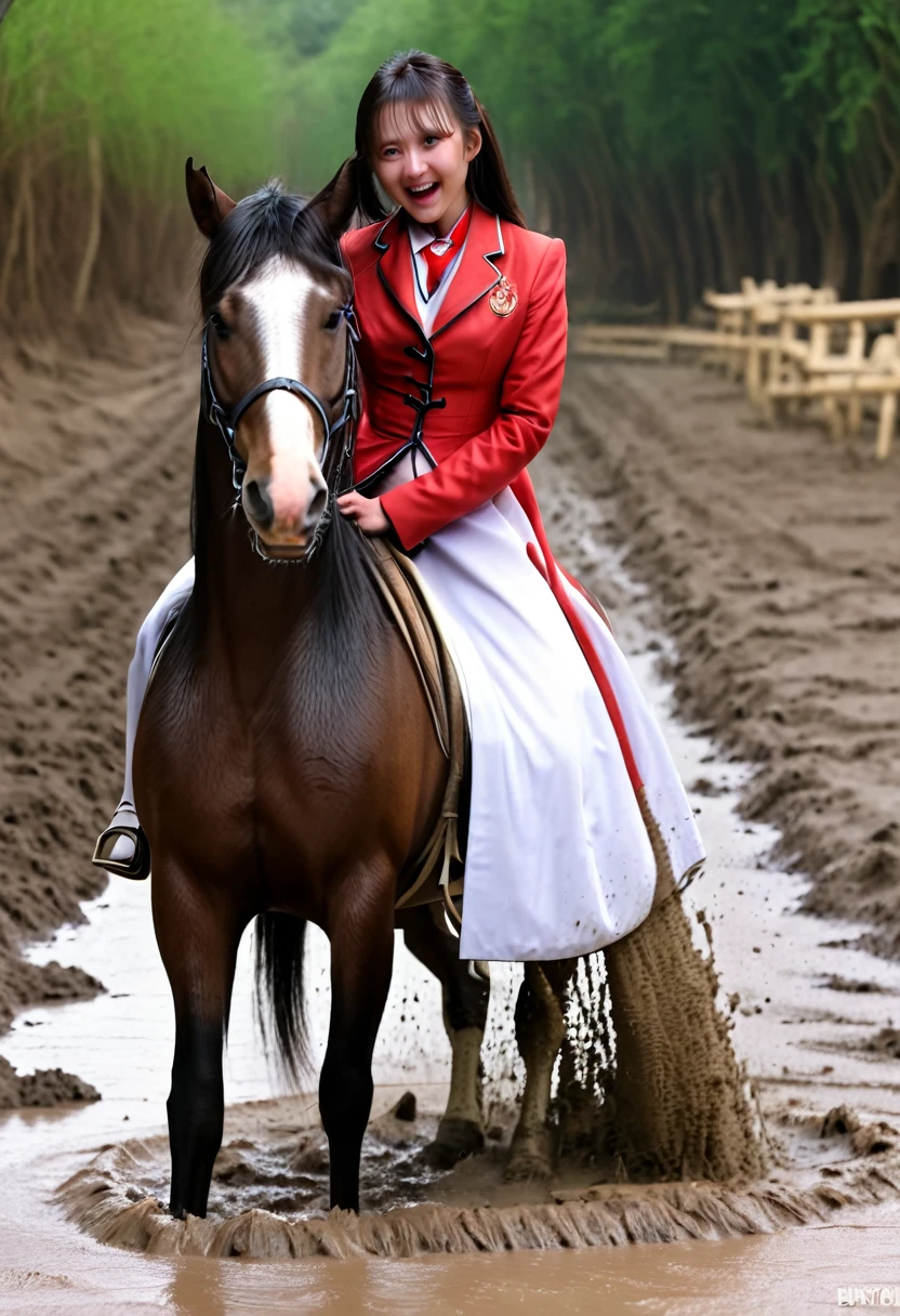 Down the muddy pit,Neighing Horse,(((masterpiece))),(((Highest quality))),((Tabletop:1.4, Highest quality)), (Genuineな写真:1.4), Red coat,get caught in a net,Severe,Wearing a cape,cute,
((1 muddy girl knight)),Rodeo,Desperate,Don'don't make eye contact,Round face,Surprised face,panic,tragedy,Red Cape,
(超High resolution:1.2), wonderful, Very detailed CG Unity 8k wallpaper, Very detailed, High resolution,draft horse ridden by japanese cute girl is in heart,tight,Muddy place,beauty,The horse neighs,鎧を着たtragedyの女騎士,sink,In the mud,plump,
Cold Light, Beautiful detailed girl, Droopy eyes,Very detailedな目と顔, Beautiful and exquisite nose, Beautiful and exquisite, The prancing horse on which the girl was riding、Horse and girl stuck in deep muddy pit。:10.0 , Horse falls ,He looks distressed ,Surprised face:2.0,Genuine,Anatomically correct