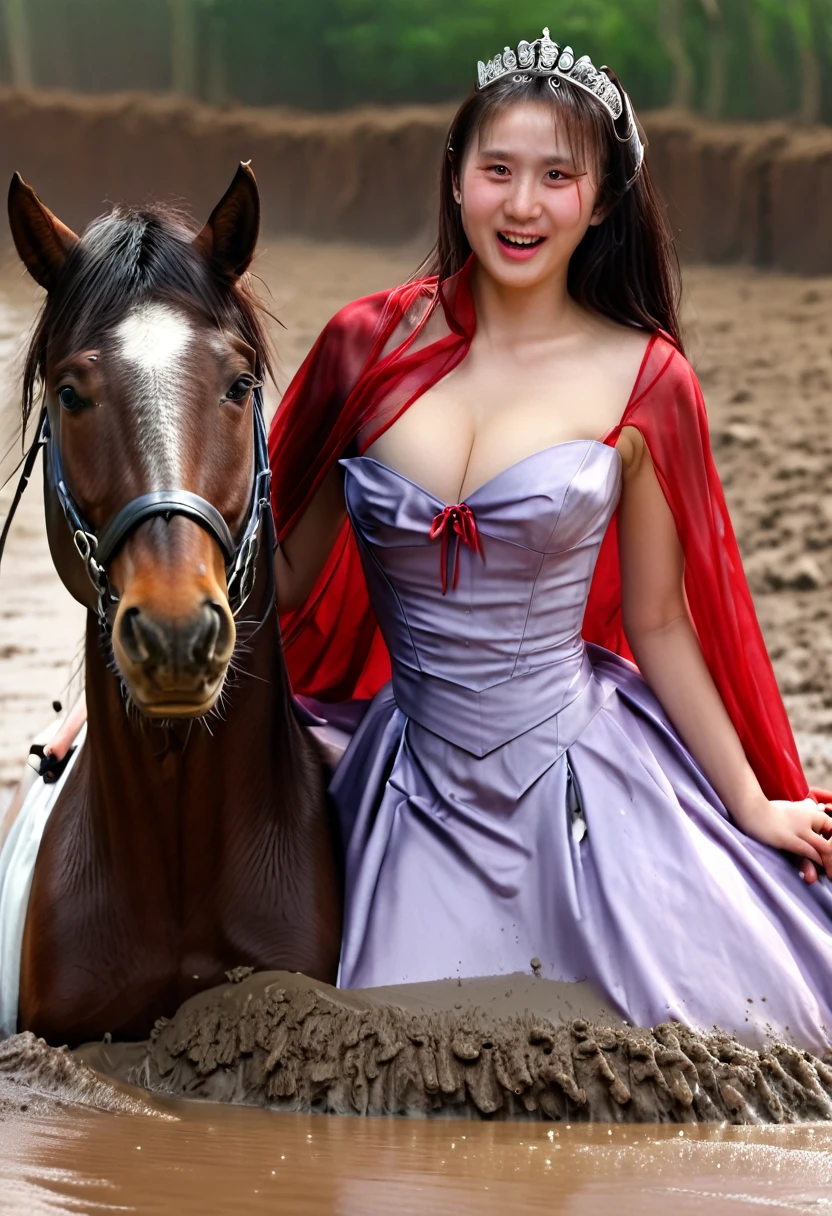 Down the muddy pit,Neighing Horse,(((masterpiece))),(((Highest quality))),((Tabletop:1.4, Highest quality)), (Genuineな写真:1.4), Red coat,get caught in a net,Severe,Wearing a cape,cute,
((1 muddy girl knight)),Rodeo,Desperate,Don'don't make eye contact,Round face,Surprised face,panic,tragedy,Red Cape,
(超High resolution:1.2), wonderful, Very detailed CG Unity 8k wallpaper, Very detailed, High resolution,draft horse ridden by japanese cute girl is in heart,tight,Muddy place,beauty,The horse neighs,鎧を着たtragedyの女騎士,sink,In the mud,plump,
Cold Light, Beautiful detailed girl, Droopy eyes,Very detailedな目と顔, Beautiful and exquisite nose, Beautiful and exquisite, The prancing horse on which the girl was riding、Horse and girl stuck in deep muddy pit。:10.0 , Horse falls ,He looks distressed ,Surprised face:2.0,Genuine,Anatomically correct