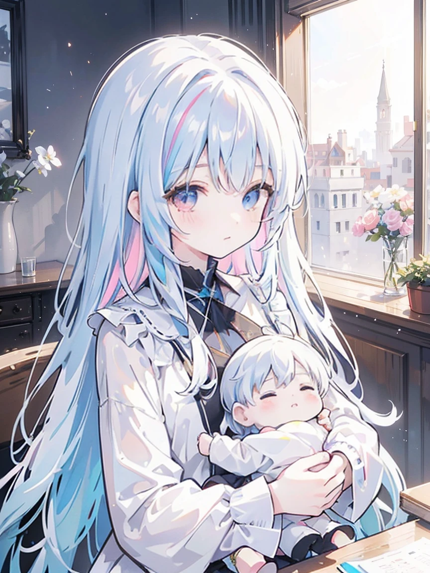 EbonyGoldAIのmasterpiece, 最high quality, high quality, High resolution, (((Beautifully detailed skies))),, growing upな(growing up, wonderful), vision(View), wonderful光景, High resolution, ((Best Shadow)), Night Sky, moonlight, ((Very detailedな)), (Best illustrations), ((Very delicate and beautiful)), Dynamic Angle,high qualityの画像品質, quiet, far_Away{{masterpiece}}, 最high quality, Very detailedな CG ユニティ 8k 壁紙, Cinema Lighting, Lens flare, Beautiful details in the eyes, black, Glancing sideways, Multicolored Hair, colorful light, particle, Heterochromia iridis, (colorful:1.5), (colorful hair:1.5),{{masterpiece}}, 最high quality, Very detailedな CG ユニティ 8k 壁紙, Cinema Lighting, Lens flare, Beautiful details in the eyes, black, Glancing sideways, Multicolored Hair, colorful light, particle, Heterochromia iridis, (colorful:1.5), (colorful hair:1.5),masterpiece, 最high quality, Official Art, 8k wallpaper, Very detailed, Very delicate and beautiful, wonderful, In detail, masterpiece, Very detailedな, High resolution,Best illustrations, Best Shadow,Complex,Sharp focus, high quality, A young father holds his little twins, a boy and a girl, tightly and warmly in his arms、Depict a scene filled with love and security.。My father is on his way home from work..、Children are innocent and carefree。background, A clear blue sky spreads out.、Italy in Summer、View of a stylish modern mansion in Venice。Bright sunlight illuminates the house and sparkling sea.。 In fact, this30The father of this generation is the former Constantine.1thisが世界だ.、Male and female twins、Formerly known as Crispus and Fausta。The whole scene、atonement、forgiveness、healing、refined、And the theme of repairing relationships was emphasized..、It expresses the moment when family love and bonds deepen..