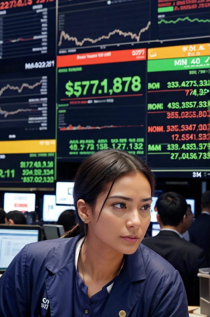 Stock market profits in front of screen