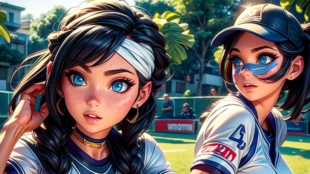 A female baseball player, headsliding, crossing play, catcher, runner, beautiful detailed eyes, beautiful detailed lips, extremely detailed eyes and face, long eyelashes, sports uniform, dynamic action, fast motion blur, cinematic lighting, realistic texture, photorealistic, 4k, high resolution, masterpiece, vibrant colors, dramatic shadows, dynamic composition
