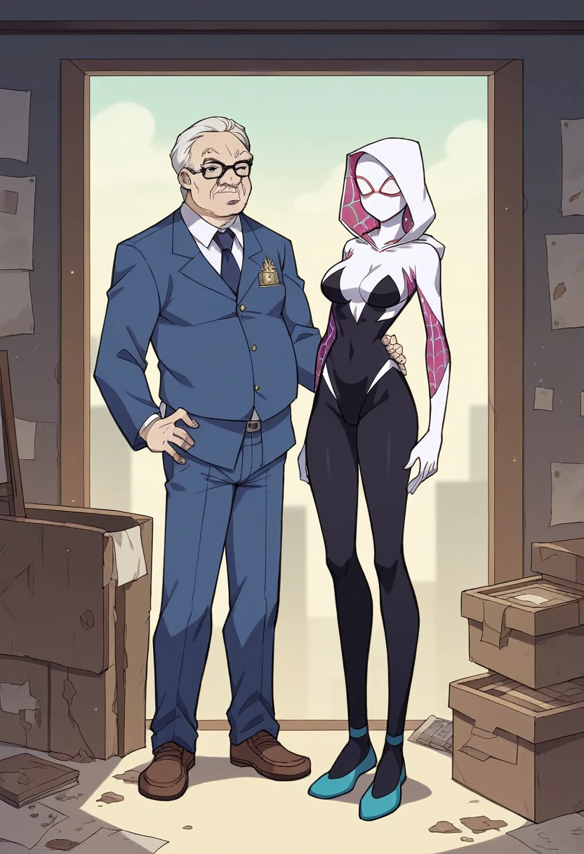 
Masterpiece , best quality , Masterpiece , best quality , Spider Gwen , 1 woman, mask , Leotard , abdomen , big breasts , Long legs , Put your hands on your hips. , canvas shoes , 1 man , Old Man , molest , abandoned factory ,