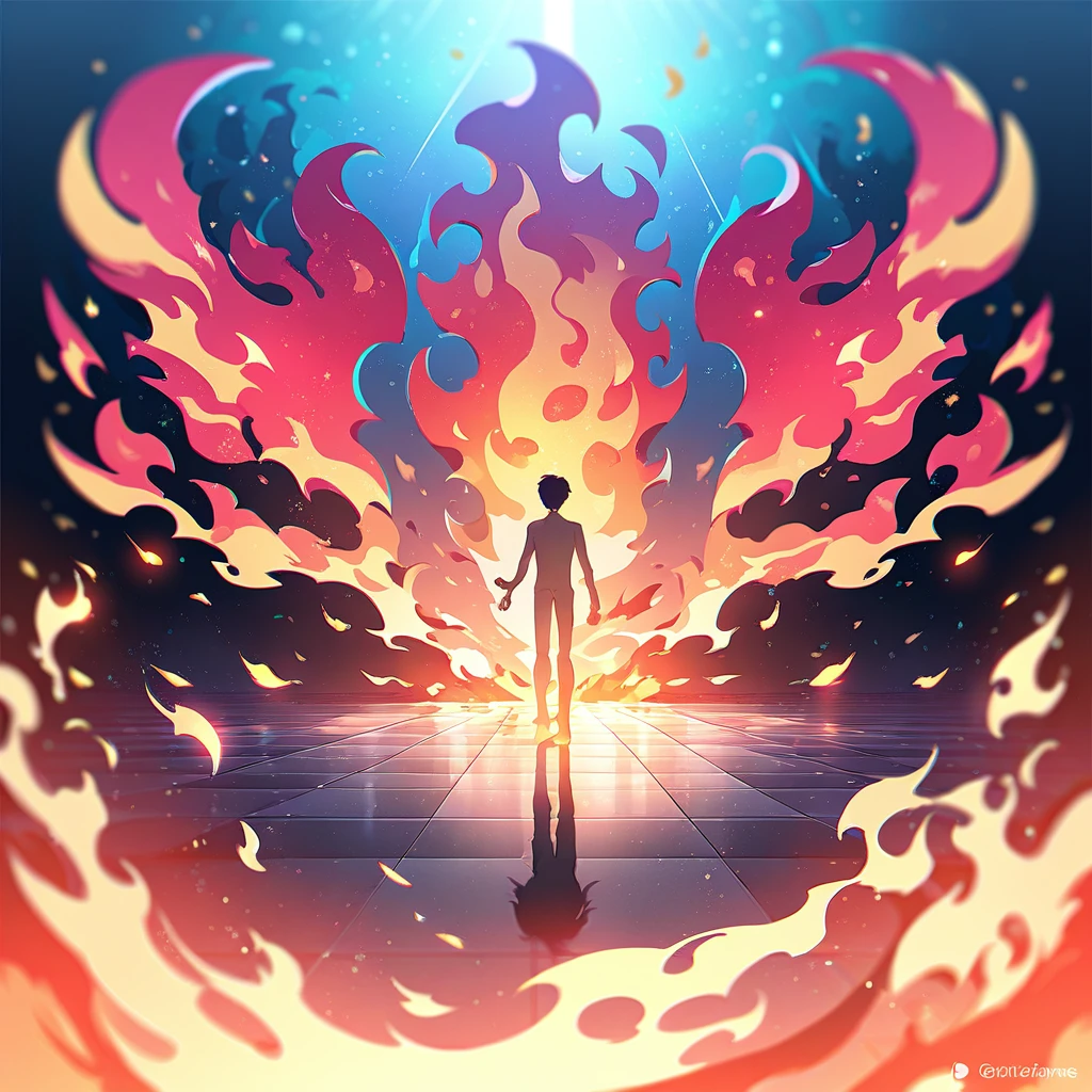 1 Young, fire, The whole body was full of flames., Human-shaped fire , Full body light , naked, Fantasy, The best aesthetics , best quality, Amazing quality, The best aesthetics