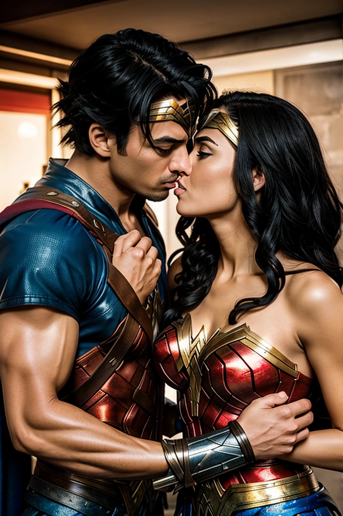 Wonder Woman kissing with Goku