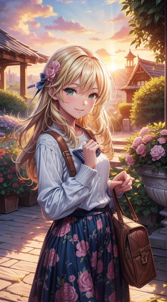 (high quality:1.2),(Very detailed,Realistic:1.37),Kirby Balloon,artwork,shape,Beautiful details, Vibrant colors,Long Hair Girl,Smiling Girl,Artistic landscape,Green Garden,Thick Clouds,blue sky,Blooming Flowers,Soft sunLight,Light,Fluffy Clouds,Bright colors,Fun atmosphere,Whimsical art style,Striking details,Serene landscape,Quiet environment,Creative masterpiece,professional artwork,Sunset Lighting,An uplifting atmosphere,Summer theme,Vibrant color palette,The composition of beauty,Airy feeling,Graceful beauty,Calm and relaxed atmosphere,A perfect harmony between nature and art,Detailed brushwork,eye-catching artwork,Unleash your imagination,Stunning visual impact.