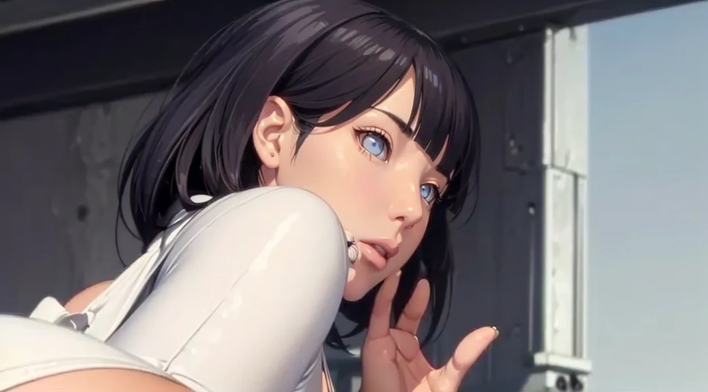 (（（Perfect body,White and tender skin,（（（naked hoodie）））,（（（hyuugahin, "black long hair", blue eyes,blunt bangs）））,((masterpiece)),high resolution, ((Best quality at best)),masterpiece,quality,Best quality,（（（ Exquisite facial features,Looking at the audience,There is light in the eyes,blush,Happy,lol）））,A woman,Wearing white sweatshirt,Wearing swimsuit on lower body,Sitting on the beach,）））,（（（Light and shadow,Huge breasts,）））,（（（Looking at the camera)））)