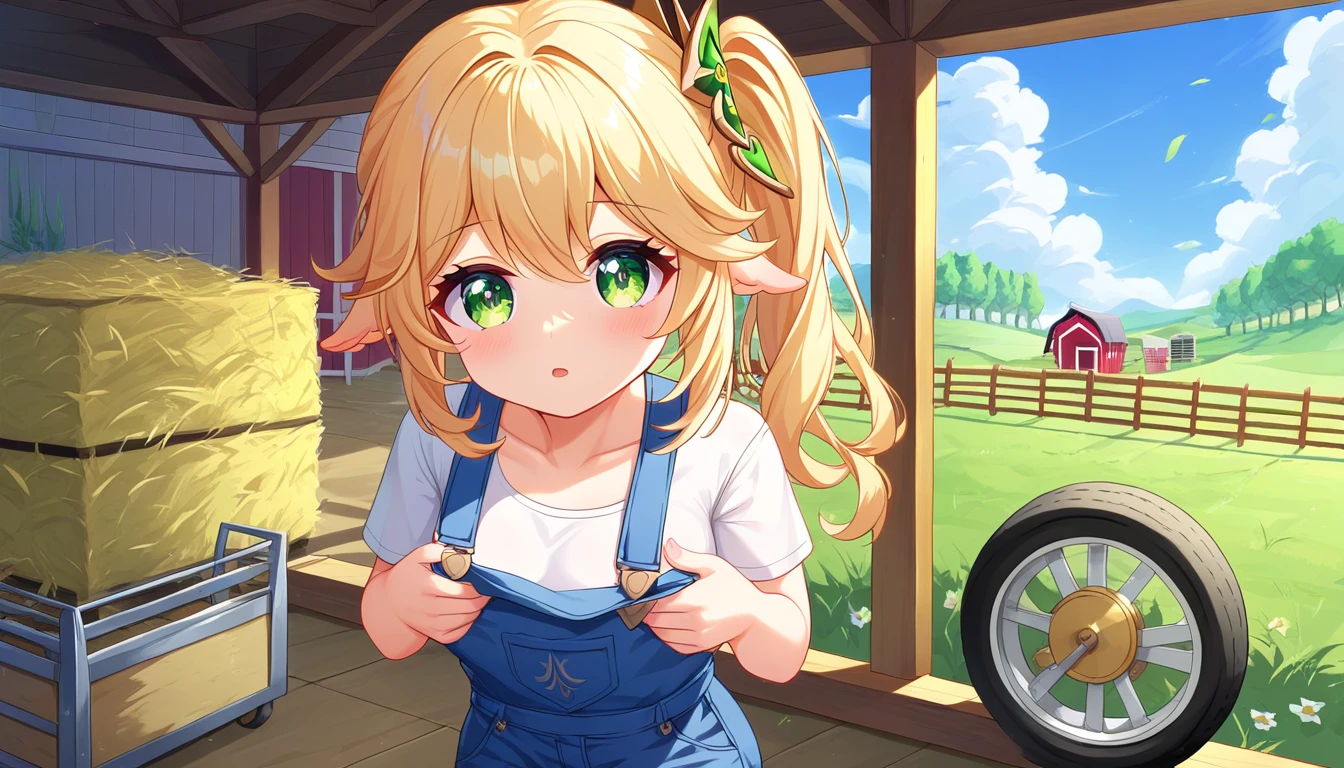 ((1girls:1.3)), ((moe style:1.3)), ((overalls:1.3)), ((farm:1.3)), nahida (genshin impact), ((tractor:1.3)), thinking, ((perfect face)), ((extremely cute:1.3)), ((masterpiece:1.3)), ((8k)), ((best quality:1.3)), ((beautiful)), ((extremely detailed:1.3)) , ((absurdres)), AddXL, ((score_9:1.3)), ((score_8_up:1.3)), ((score_7_up:1.3)), Expressiveh