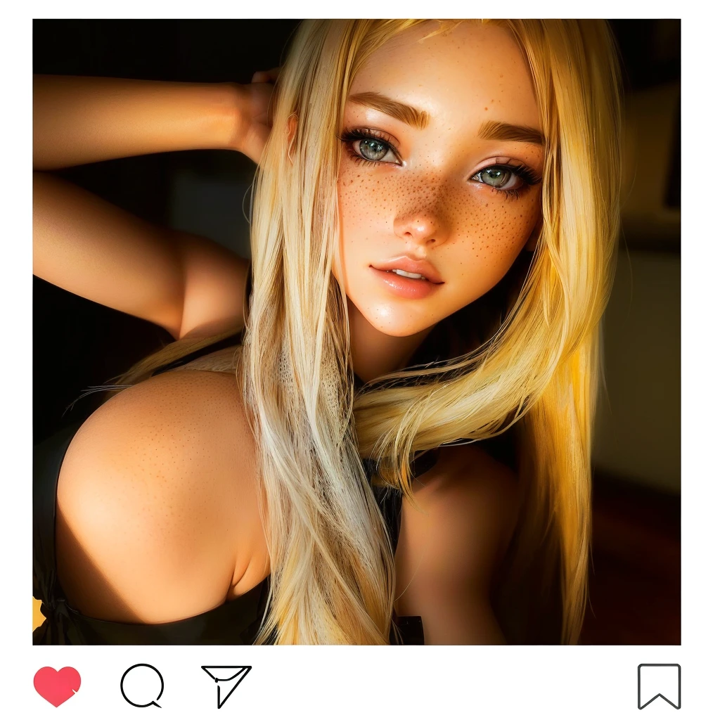 blond woman with freckles and freckles posing for a picture, artwork in the style of guweiz, 🤤 girl portrait, photorealistic anime girl render, ultra realistic picture, instagram model, photorealistic anime, hyperrealistic teen, ig model | artgerm, photorealistic artstyle, a hyperrealistic , realistic anime 3 d style, 3 d anime realistic