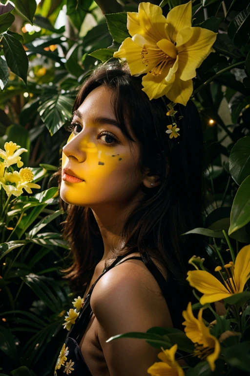 Illuminating the black jungle with white castles, yellow and violet floral madness