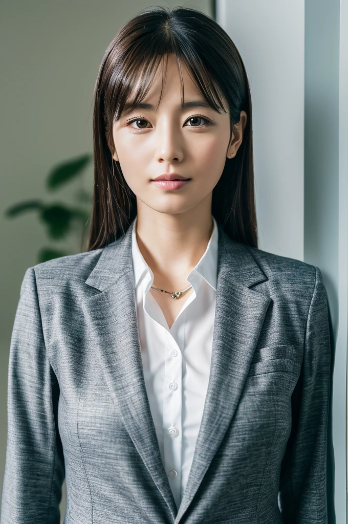 (8k, RAW photo, best quality, masterpiece:1.2), (realistic, photo-realistic:1.4), (extremely detailed 8k wallpaper), solo, a Japanse woman, office lady, suit