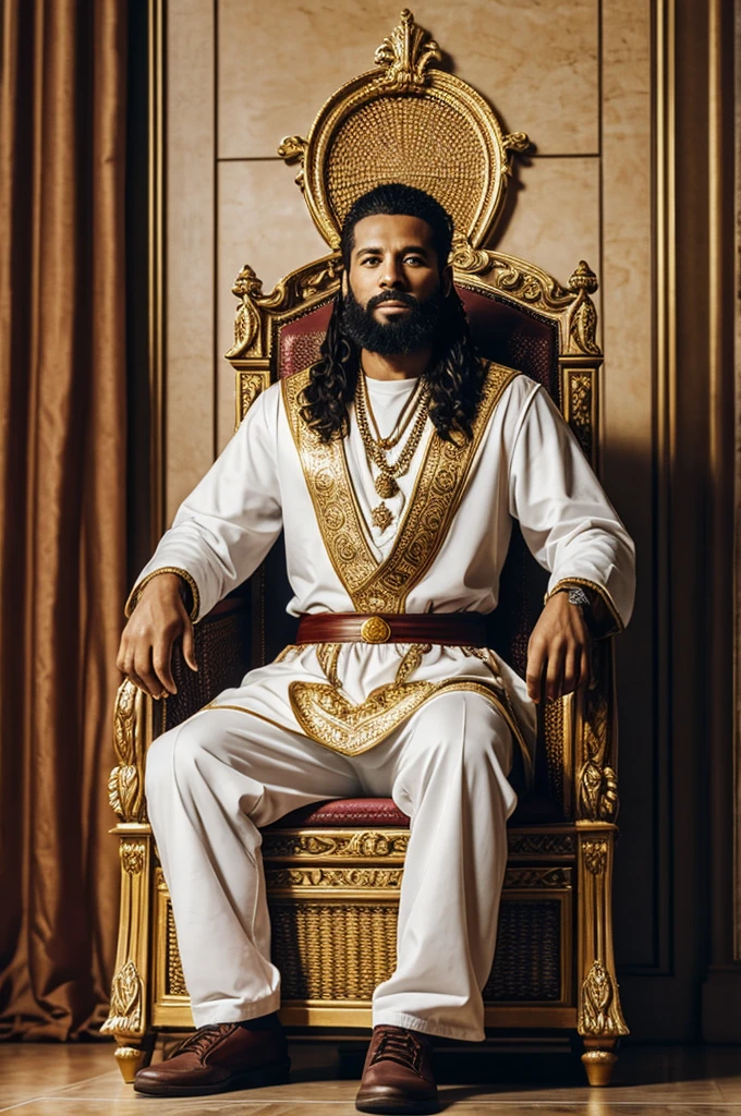 King sitting on his throne with a basket ball