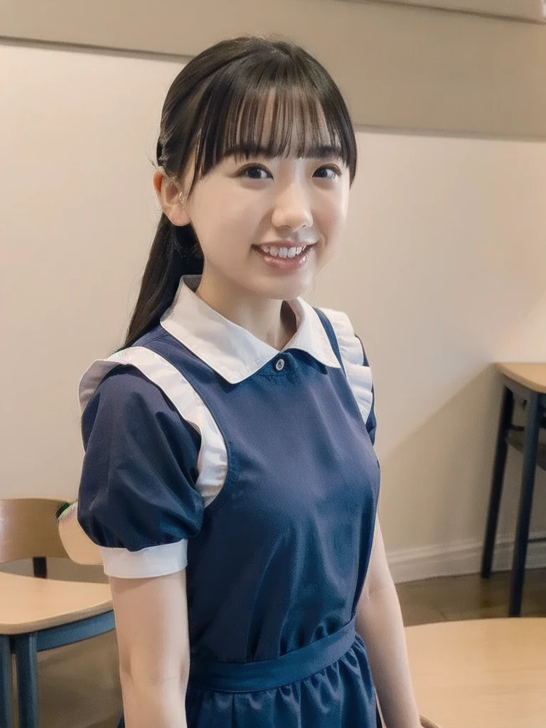 slender girl, (make up:1.1), (meido:1.2), small breasts, at school room, (upper body shot:1.1), cowboy shot
