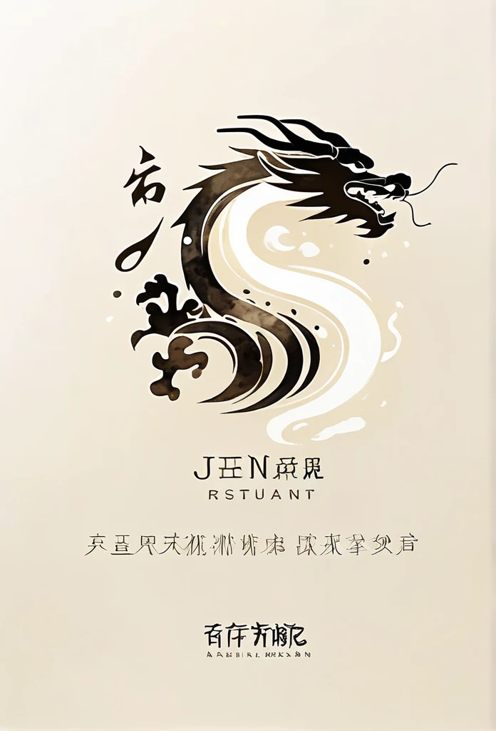 Luxury Japanese restaurant logo
watercolor style
A black dragon swirling and painted with a brush
White and black only
Pretty cool
chic and modern design
White background