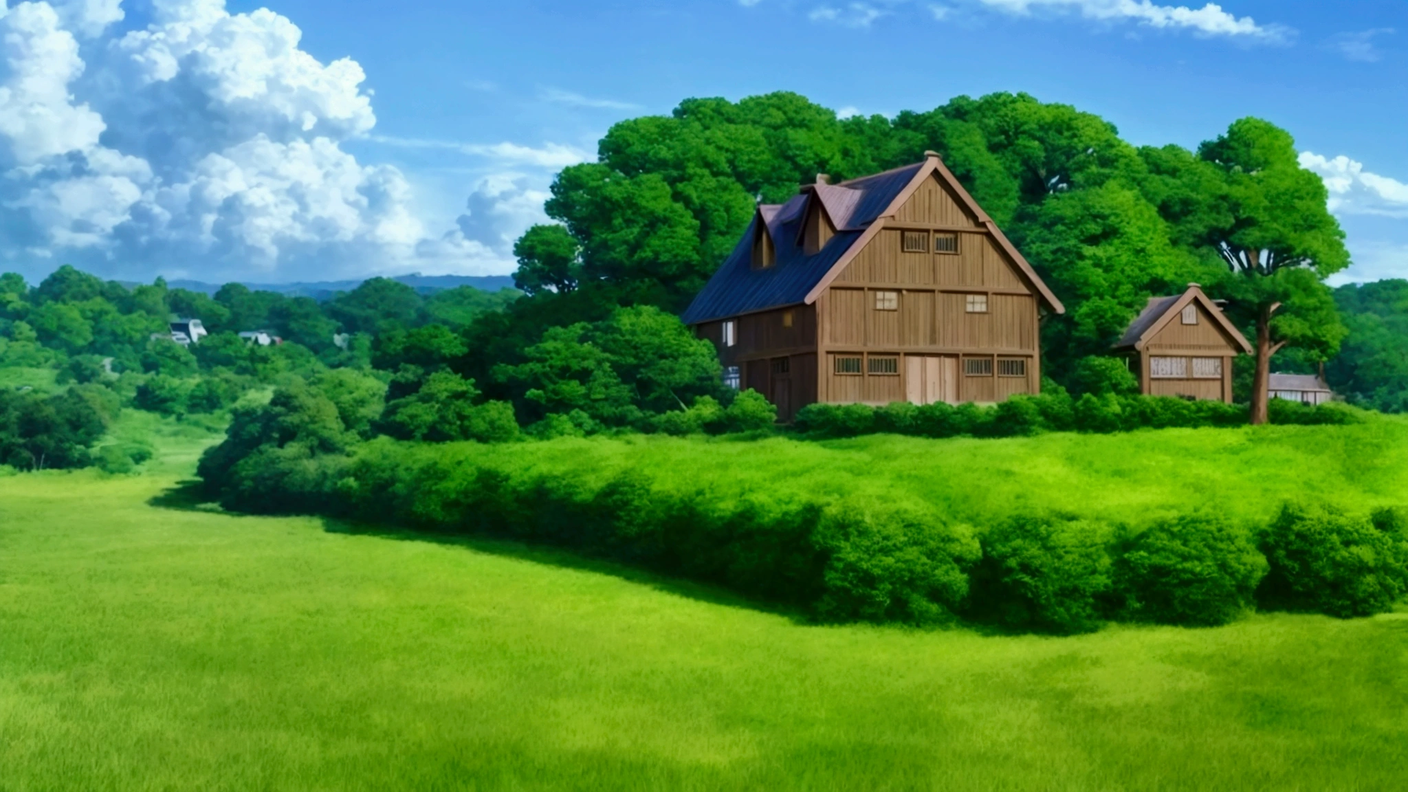 anime scenery of a house on a hill with a tree, concept art inspired by Studio Ghibli, polycount contest winner, conceptual art, anime countryside landscape, anime background art, anime lush john 8k woods, anime landscape wallpaper, amazing wallpaper, colorful anime movie background, background art, house background, high quality wallpaper, high quality desktop wallpaper, anime background