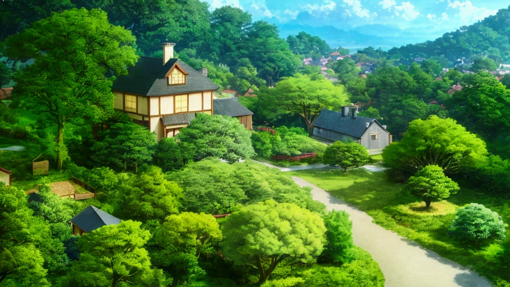 anime scenery of a house on a hill with a tree, concept art inspired by Studio Ghibli, polycount contest winner, conceptual art, anime countryside landscape, anime background art, anime lush john 8k woods, anime landscape wallpaper, amazing wallpaper, colorful anime movie background, background art, house background, high quality wallpaper, high quality desktop wallpaper, anime background
