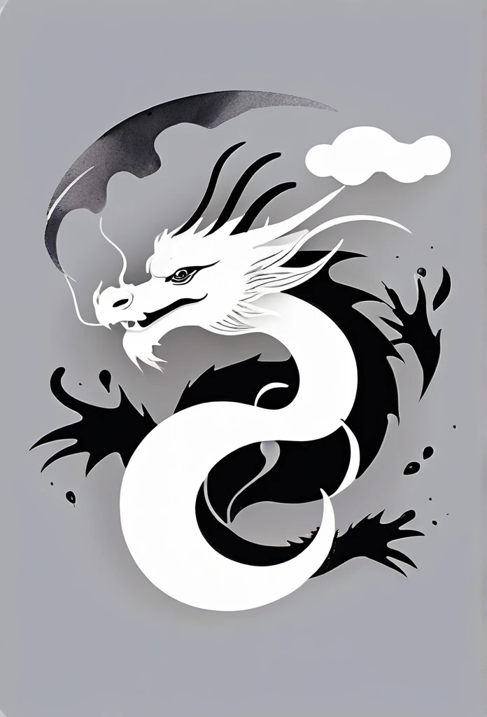 Luxury Japanese restaurant logo

watercolor style

A black dragon swirling and painted with a brush

White and black only

Pretty cool
chic and modern design

White background