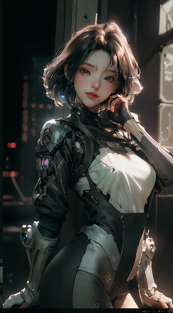 ((Best quality)), ((masterpiece)), (detailed:1.4), 3D, an image of a beautiful cyberpunk female,HDR (High Dynamic Range),Ray Tracing,NVIDIA RTX,Super-Resolution,Unreal 5,Subsurface scattering,PBR Texturing,Post-processing,Anisotropic Filtering,Depth-of-field,Maximum clarity and sharpness,Multi-layered textures,Albedo and Specular maps,Surface shading,Accurate simulation of light-material interaction,Perfect proportions,Octane Render,Two-tone lighting,Wide aperture,Low ISO,White balance,Rule of thirds,8K RAW,