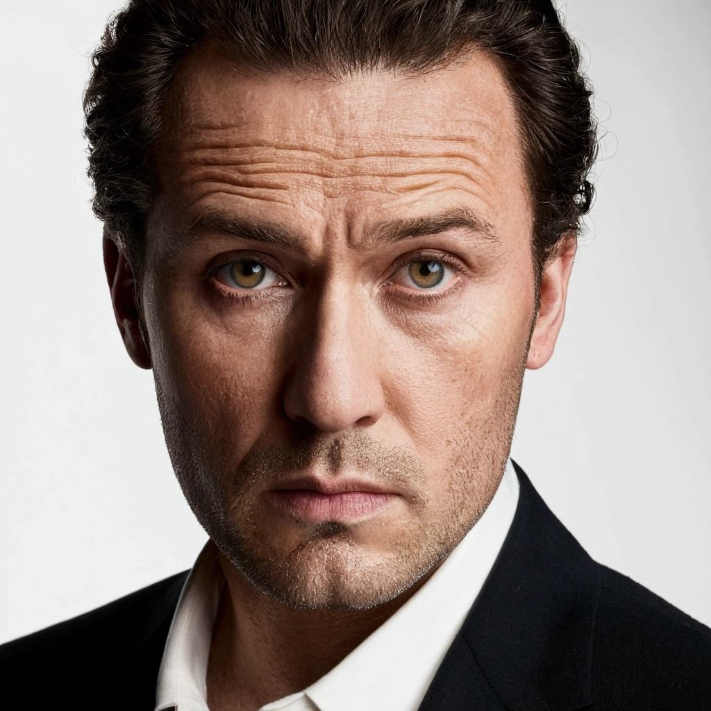 A man with very suspicious face.