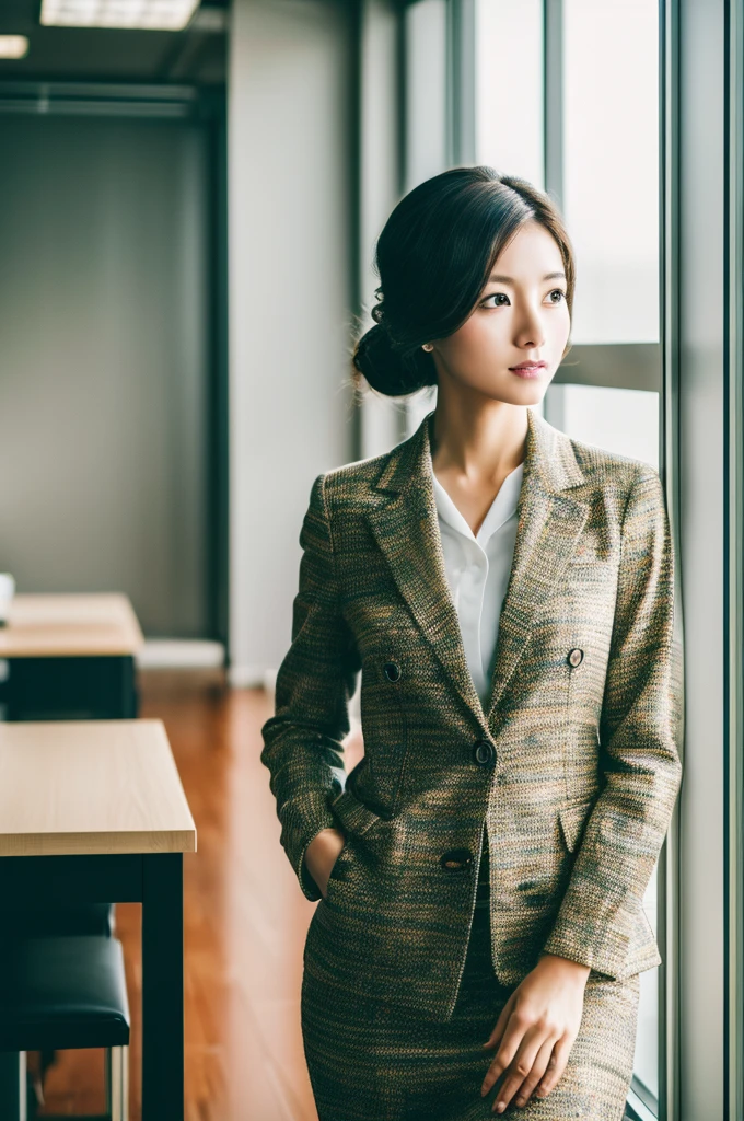 (8k, RAW photo, best quality, masterpiece:1.2), (realistic, photo-realistic:1.4), (extremely detailed 8k wallpaper), solo, a Japanse woman, office lady, suit